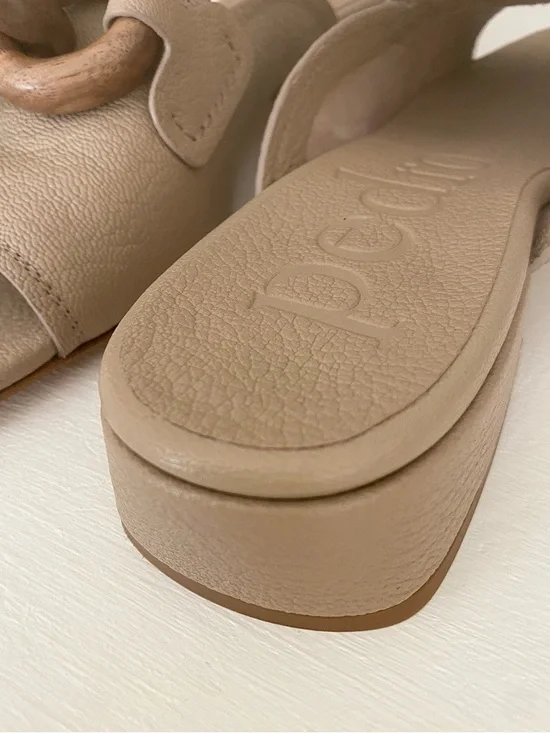 Pedro Garcia Enna Taupe Leather Slide Mules with Wooden Chain size 37.5 - Picture 5 of 11